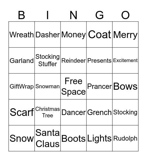 Christmas Bingo Card