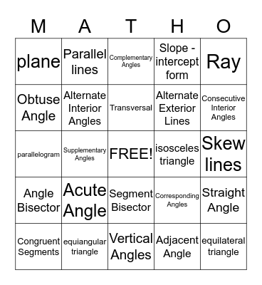 Geometry BINGO Card