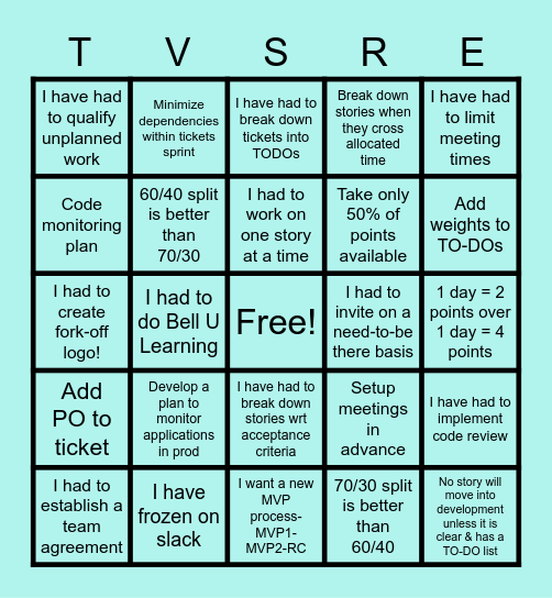 Y TV SRE? Bingo Card