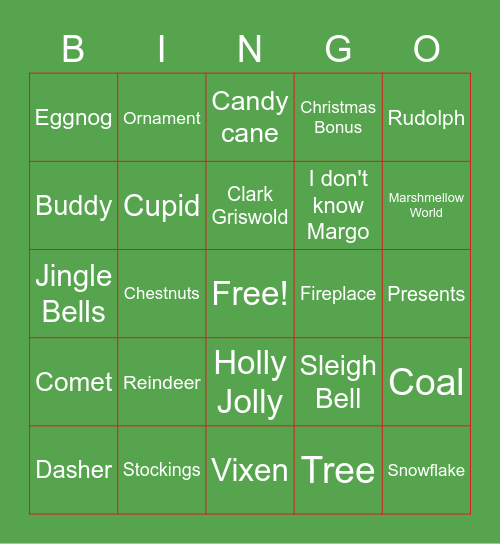 GIS Team Christmas Bingo Card