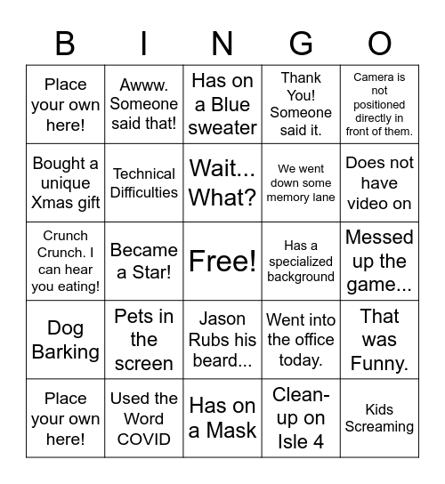 Innovative Christmas Bingo Card