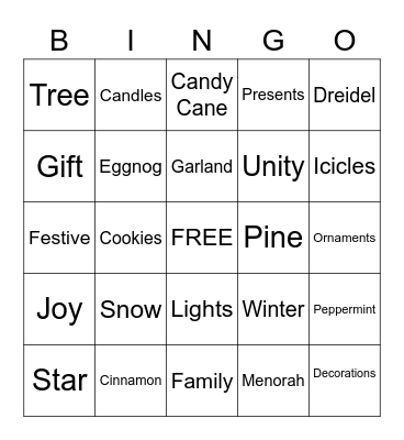 PA  Holiday Bingo Card