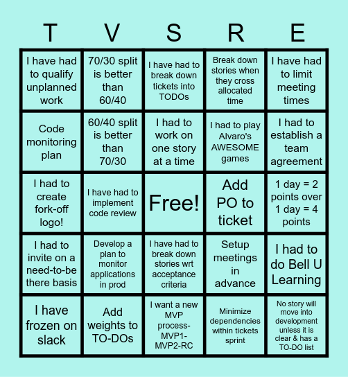 Y TV SRE? Bingo Card