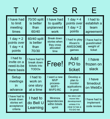 Y TV SRE? Bingo Card