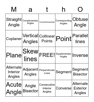 Geometry Bingo Card