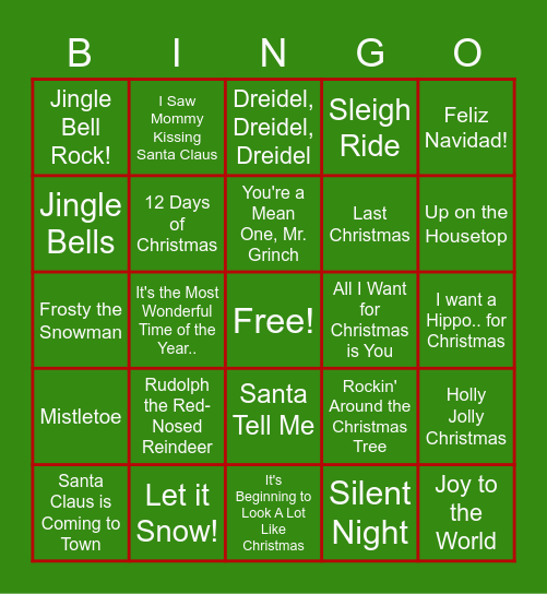 Name That Holiday Song! Bingo Card