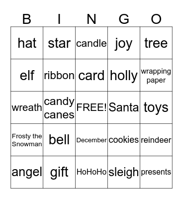Christmas Bingo Card