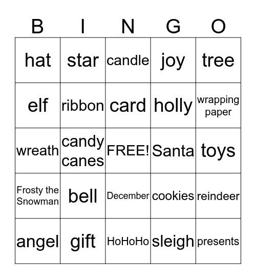 Christmas Bingo Card