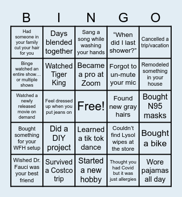 2020 Bingo Card
