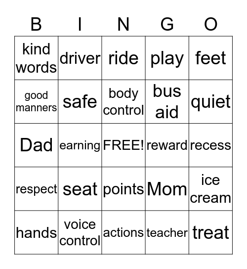 My good bus ride Bingo Card