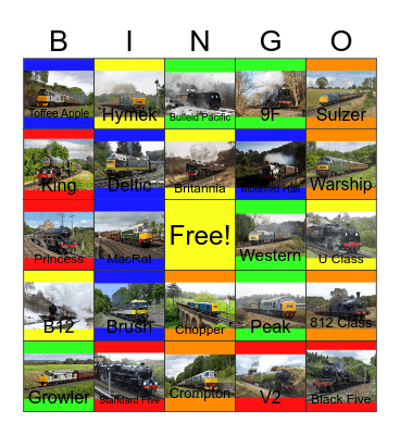 Severn Valley Railway Bingo Card