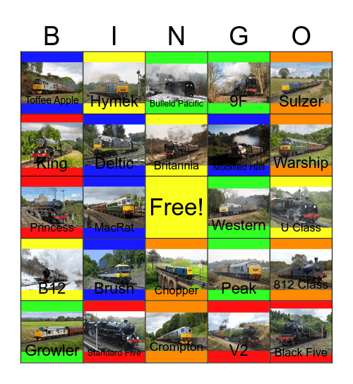 Severn Valley Railway Bingo Card