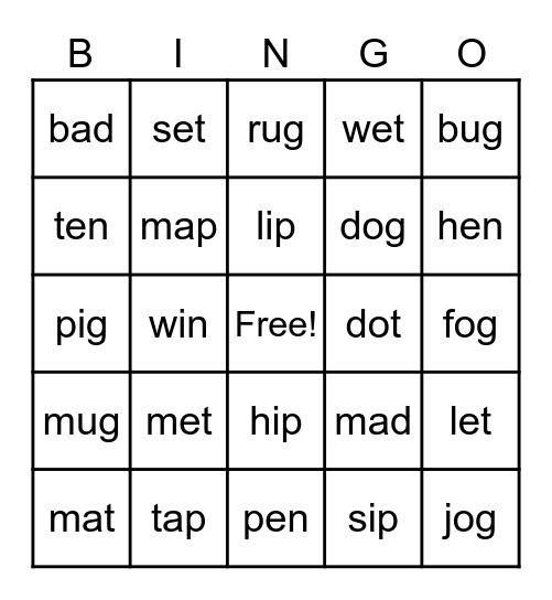 CVC BINGO Card