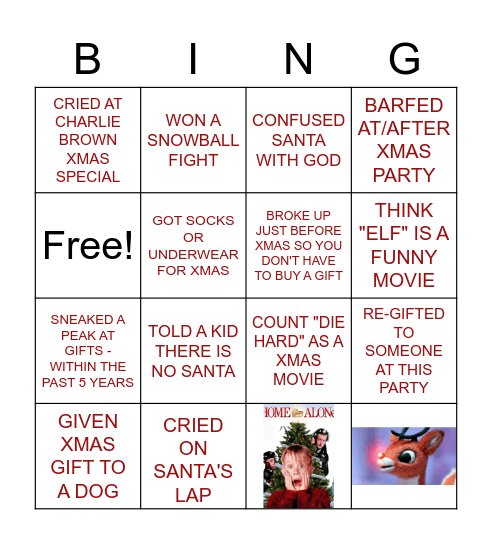 Xmas Bing Bingo Card
