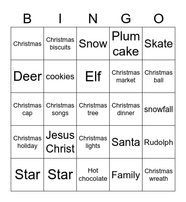 Christmas Vacation Bingo Card