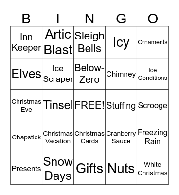 Chirstmas Bingo Card