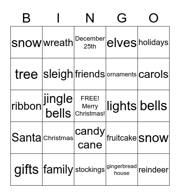 Christmas Bingo! Bingo Card