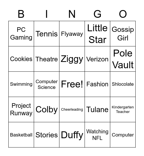 Chanukah Bingo Card