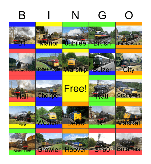 Keighley and Worth Valley Railway Bingo Card