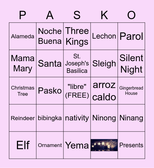 Maligayang Pasko Bingo Card