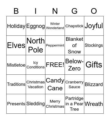 Christmas Bingo Card