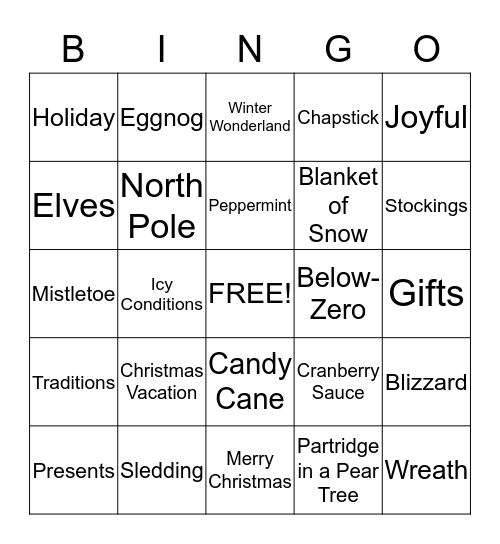 Christmas Bingo Card