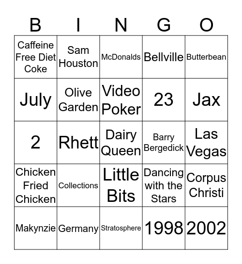 Patti Bingo! Bingo Card