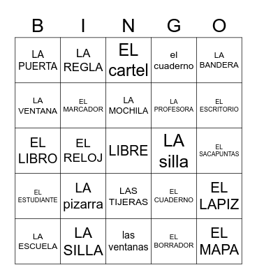 OBJETOS DE LA CLASE Bingo Card