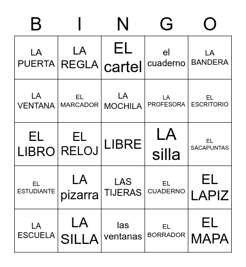 OBJETOS DE LA CLASE Bingo Card