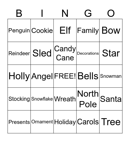 Holiday Bingo Card