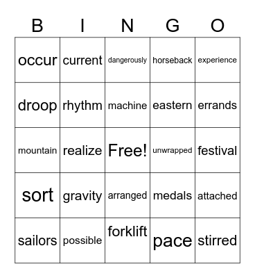 Aaron Bingo Card