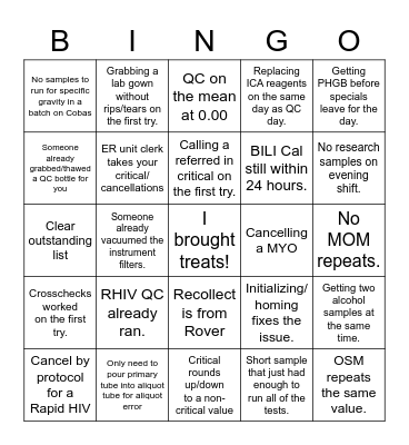 Lab Bingo Card