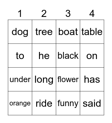 Edmark 36-56 Bingo Card