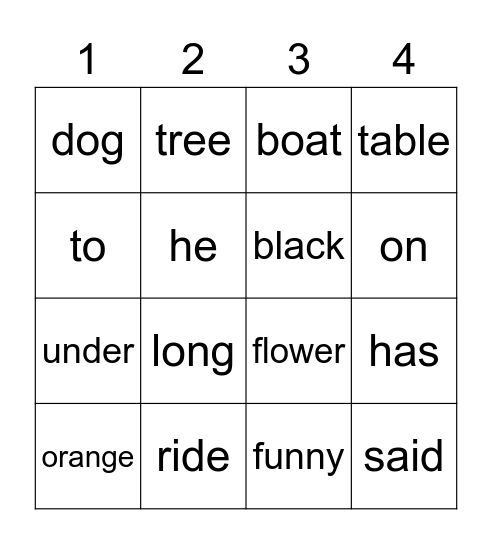 Edmark 36-56 Bingo Card