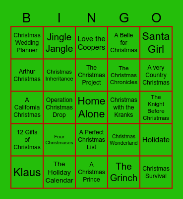 Netflix and Christmas Bingo Card