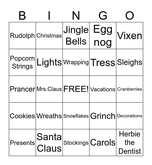 Holiday Bingo! Bingo Card
