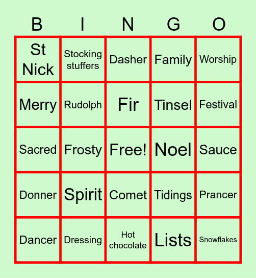 CMB Christmas Bingo Card