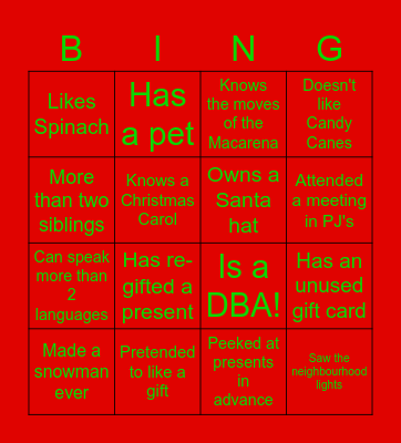 DBA Bingo! Bingo Card