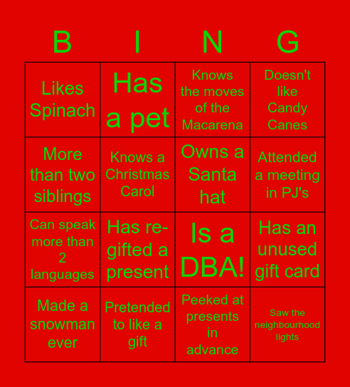 DBA Bingo! Bingo Card