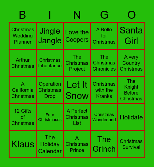 Netflix and Christmas Bingo Card