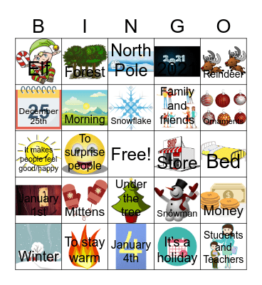 Christmas/New Years Bingo Card