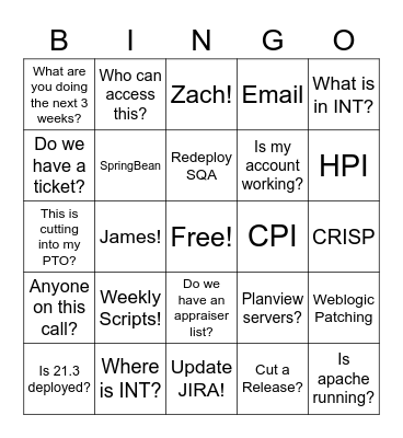 Bing Bong Bingo Card