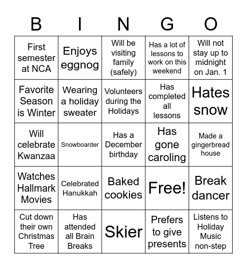 Group Bingo Card