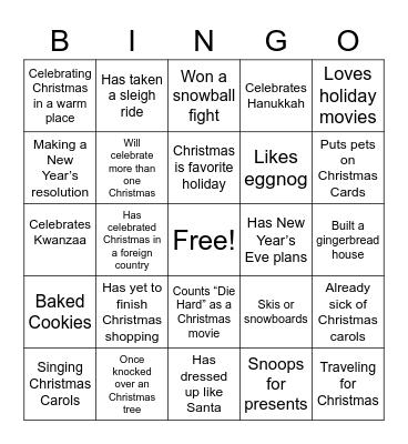 Holiday Bingo Card