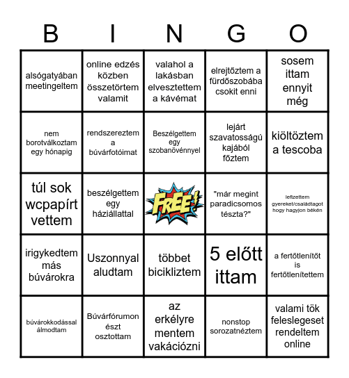 Búvárkodás helyett idén Bingo Card