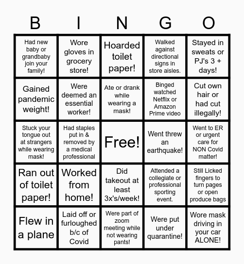 2020 BINGO! Bingo Card