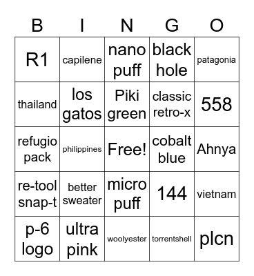 Inventory BINGO Card