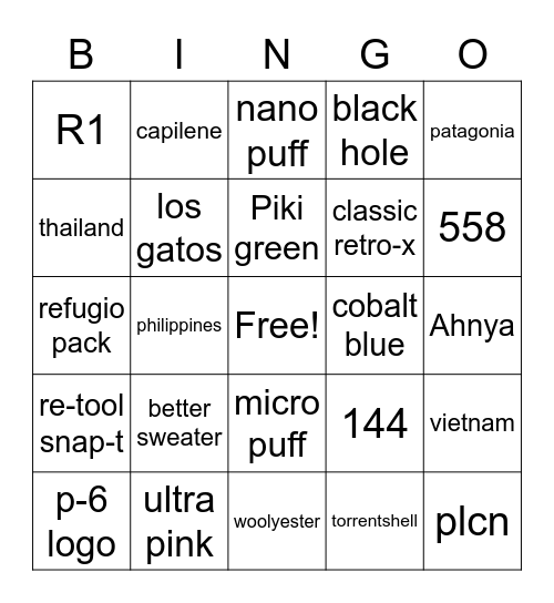 Inventory BINGO Card