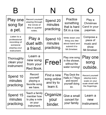 Holiday Bingo Card