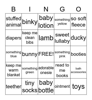 Baby Bingo Card